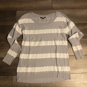 Oversized Lace Striped Sweater